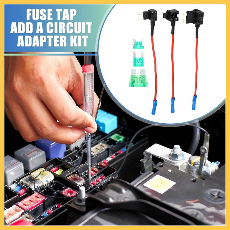 REPAIROCK 1 Set Universal 3pcs Car Fuse Tap Add a Circuit Adapter 12V with 3pcs 30A Standard Mini Low Profile Mini Blade Type Fuse Auto Replacement Parts - Image 2